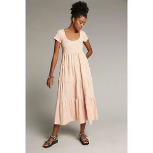 Anthropologie Maeve Gillian tiered maxi peach dress Medium - pink pearl